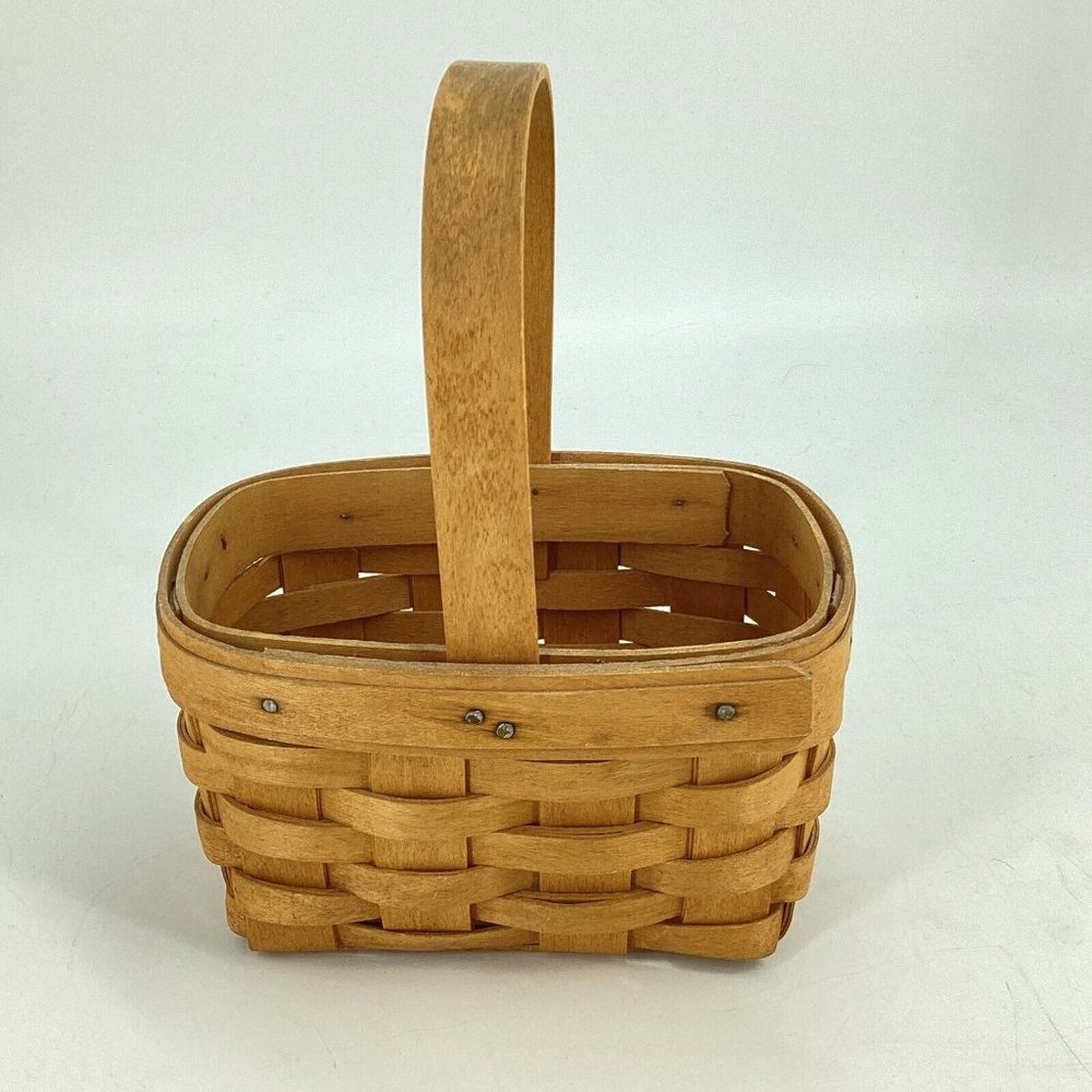 Vintage Longaberger Mini Classic Basket Rectangle With Handle Signed